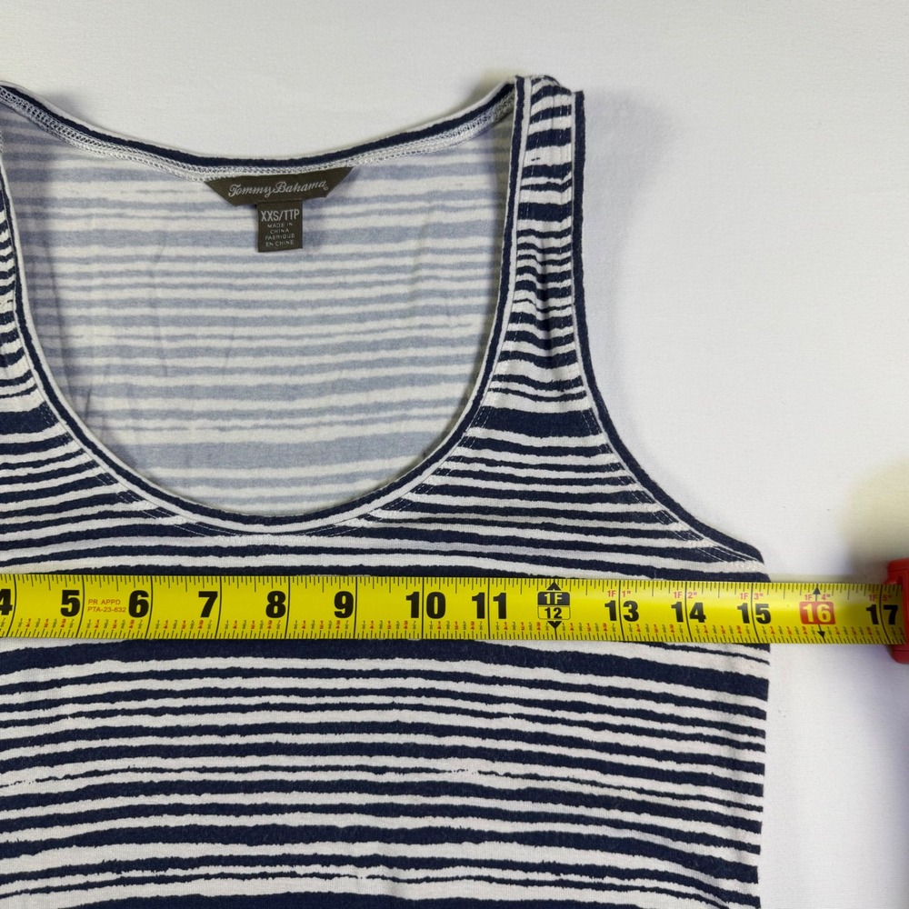 Tommy Bahama Womens Tank Dress XXS Striped Sleeveless Navy Blue Casual Stretch - Picture 7 of 8